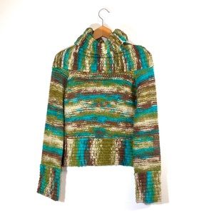 Vintage 90s Diesel Cowl Neck Crop Knit Green Sweater Top